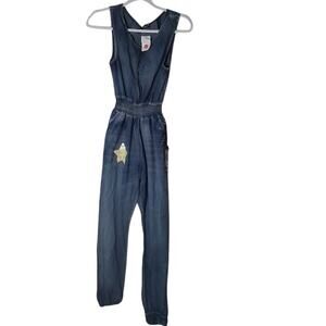 Roma Studio Denim Jogger Jumpsuit Sleeveless Zip Front Girls XL NWT